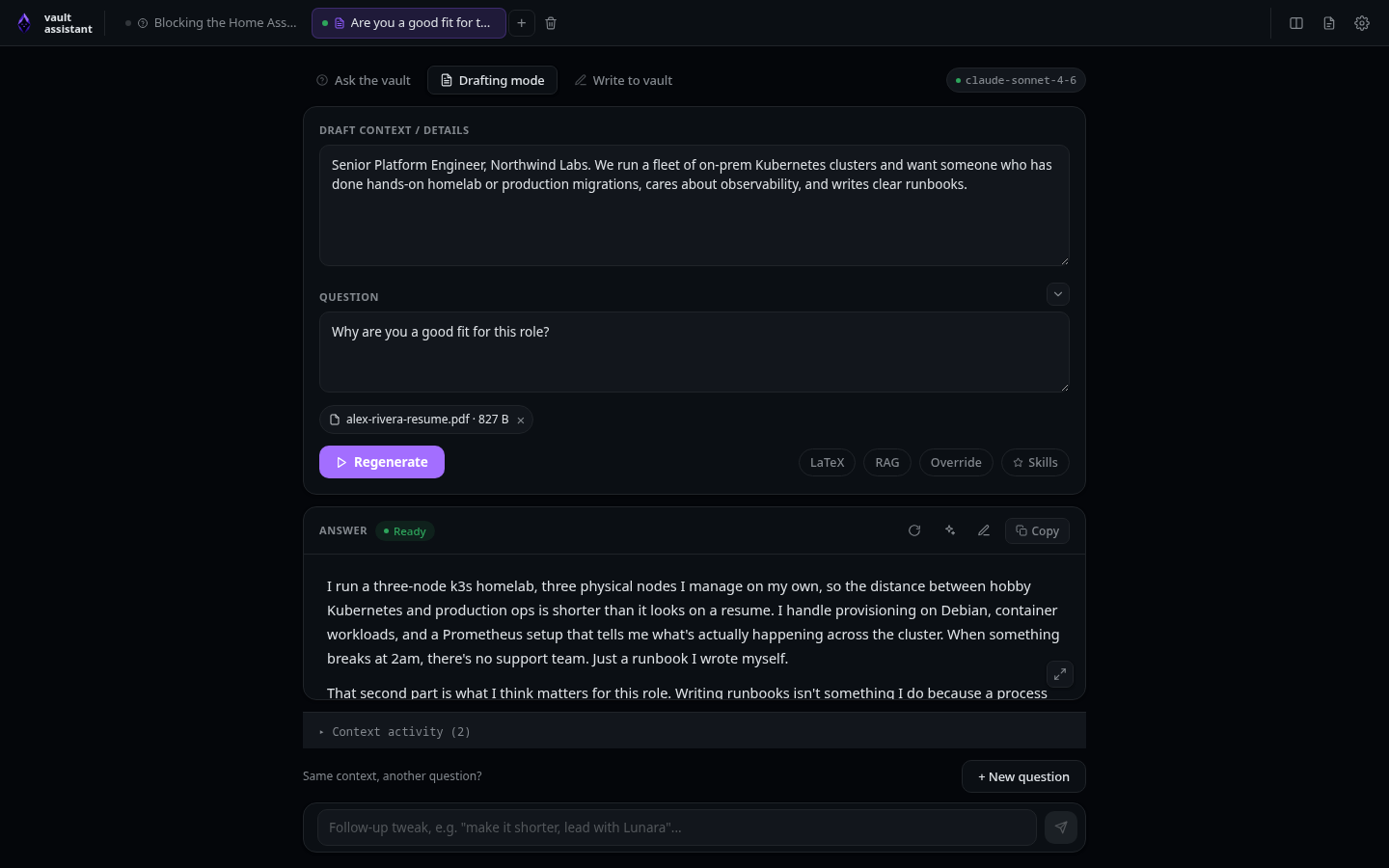 A completed draft answer