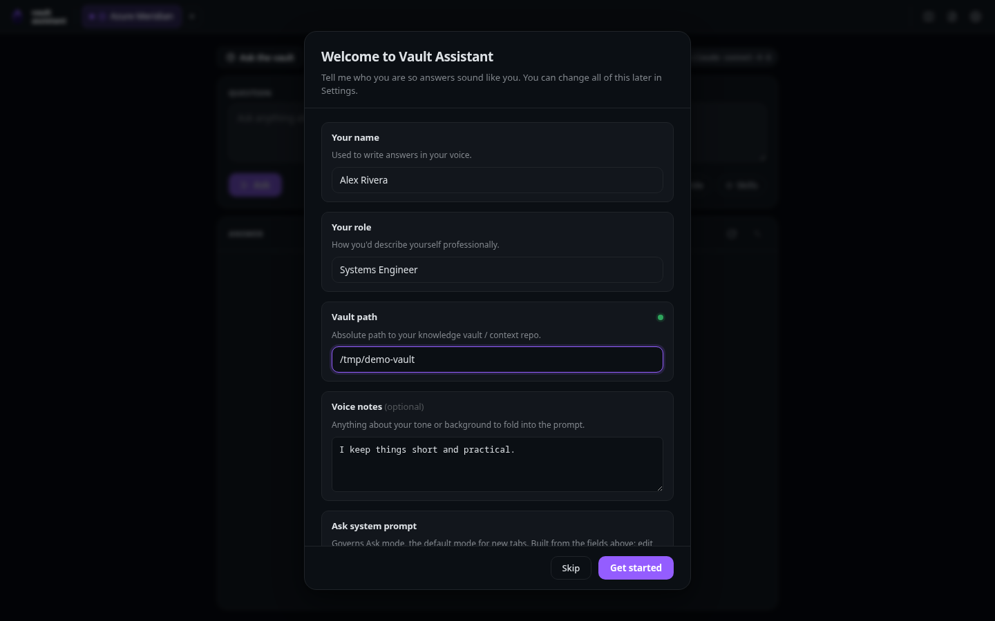 The first-run onboarding wizard